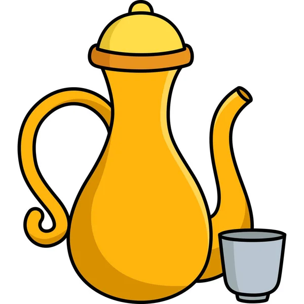 Карикатура Иллюстрирует Чайный Сервиз — стоковый вектор