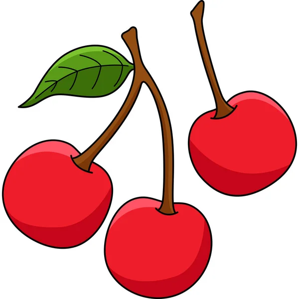 Denna Tecknade Clipart Visar Cherry Fruit Illustration — Stock vektor