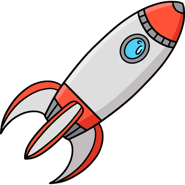 Este Clipart Dos Desenhos Animados Mostra Uma Ilustração Rocket Ship —  Vetores de Stock