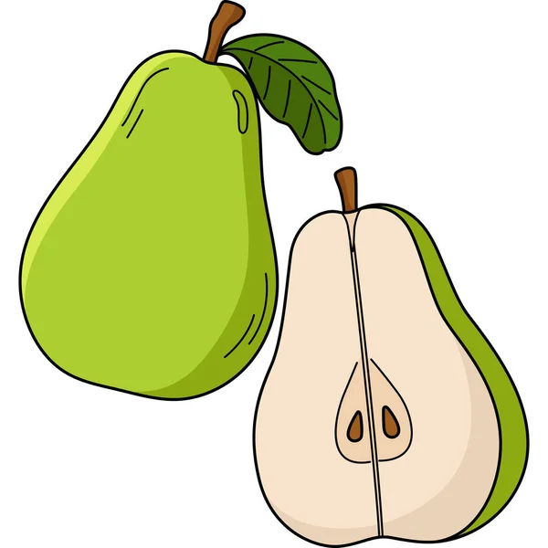 この漫画のクリップは梨の果物のイラストを示しています — ストックベクタ