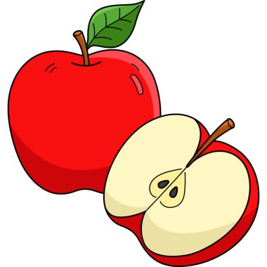 This cartoon clipart shows an Apple Fruit illustration. clipart