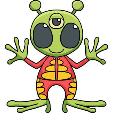 Bu karikatür bir UFO Uzaylı illüstrasyonunu gösteriyor.