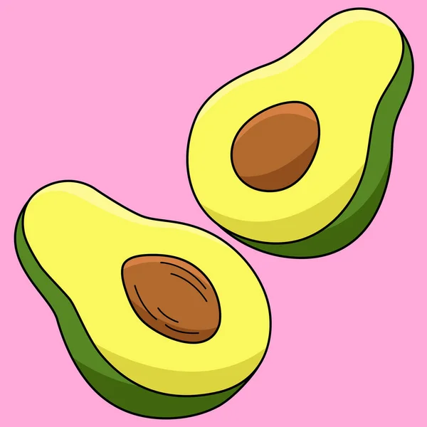Cuplikan Kartun Ini Menunjukkan Ilustrasi Buah Half Avocado - Stok Vektor