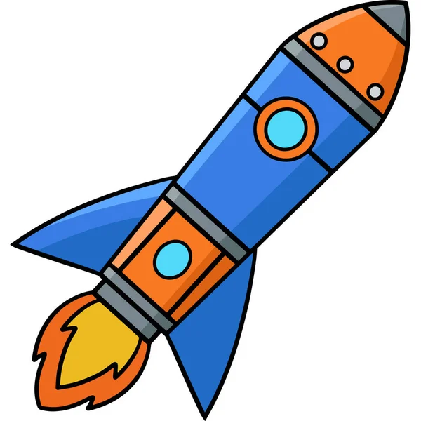 Este Clipart Dibujos Animados Muestra Una Ilustración Rocket Ship — Vector de stock