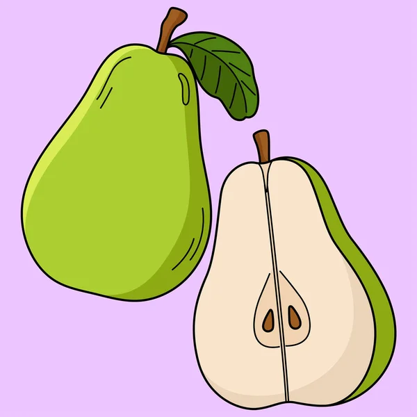 この漫画のクリップは梨の果物のイラストを示しています — ストックベクタ