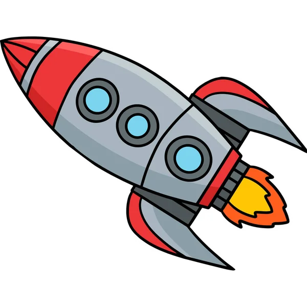 Cartoon Clipart Shows Rocket Ship Illustration — Stock Vector