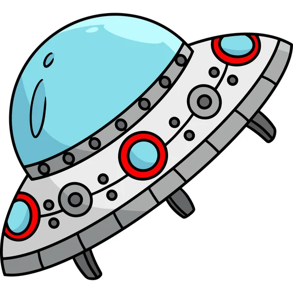 만화의 일부는 Ufo 우주선 삽화를 보여준다 — 스톡 벡터