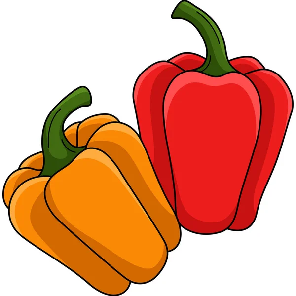 Deze Cartoon Clipart Toont Een Bell Pepper Fruit Illustratie — Stockvector