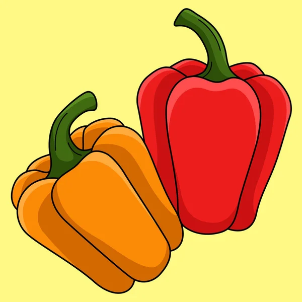 Denna Tecknade Clipart Visar Bell Pepper Fruit Illustration — Stock vektor