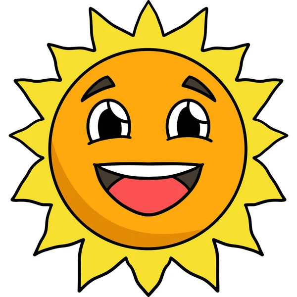 Este Clipart Desenhos Animados Mostra Uma Ilustração Happy Sun —  Vetores de Stock