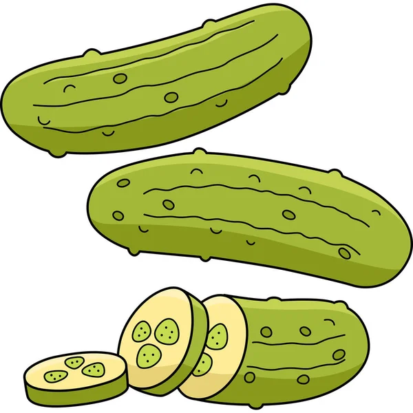 Cuplikan Kartun Ini Menunjukkan Ilustrasi Pickle Vegetable - Stok Vektor