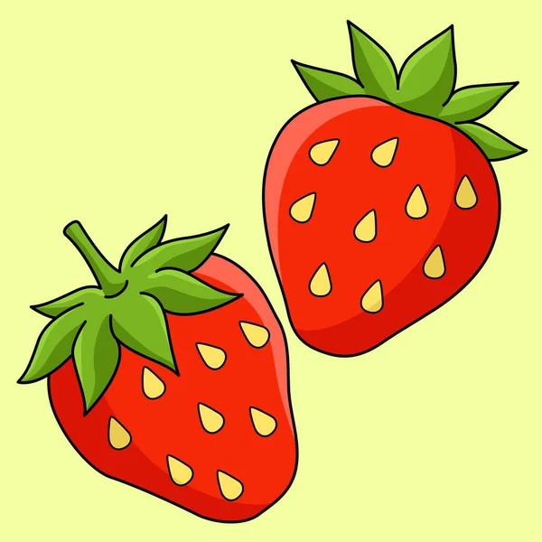Αυτό Κλιπ Γελοιογραφία Δείχνει Μια Εικόνα Φράουλα Φρούτα — Διανυσματικό Αρχείο