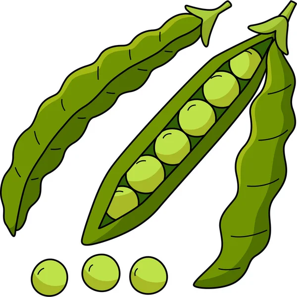 Cartoon Clipart Shows Green Bean Fruit Illustration — Stock Vector