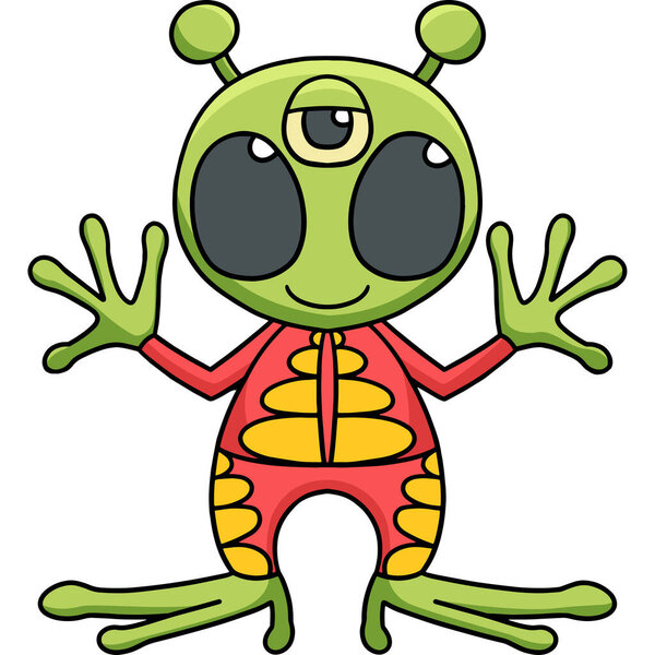 На этом карикатурном ролике изображен НЛО в космосе.