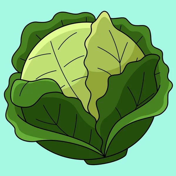 この漫画のクリップは キャベツの野菜のイラストを示しています — ストックベクタ