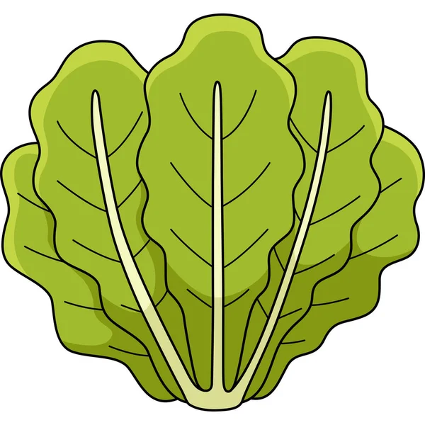 Klip Kartun Ini Menunjukkan Ilustrasi Romaine Lettuce Vegetable - Stok Vektor