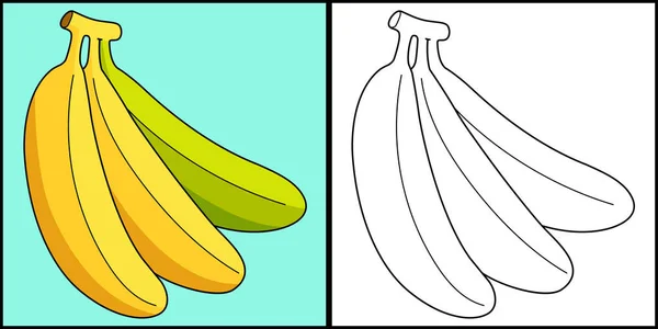 Esta Página Para Colorir Mostra Uma Banana Fruit Lado Desta — Vetor de Stock