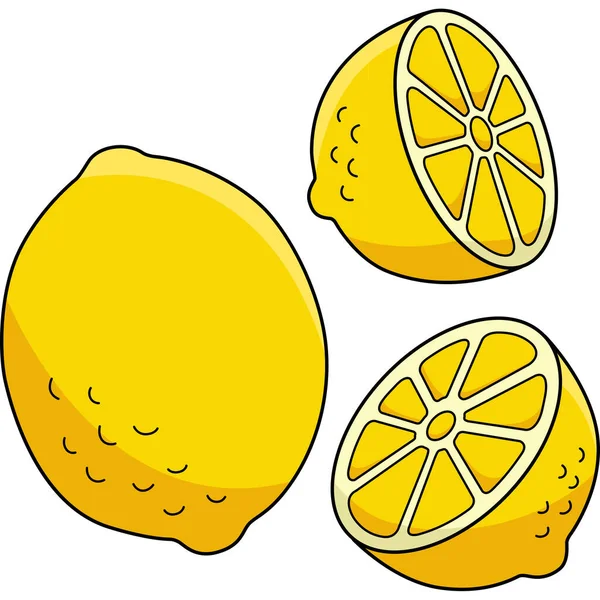 Karikatür Parçası Limon Meyvesi Illüstrasyonunu Gösteriyor — Stok Vektör