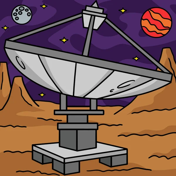 この漫画のクリップは 宇宙レーダー衛星イラストを示しています — ストックベクタ