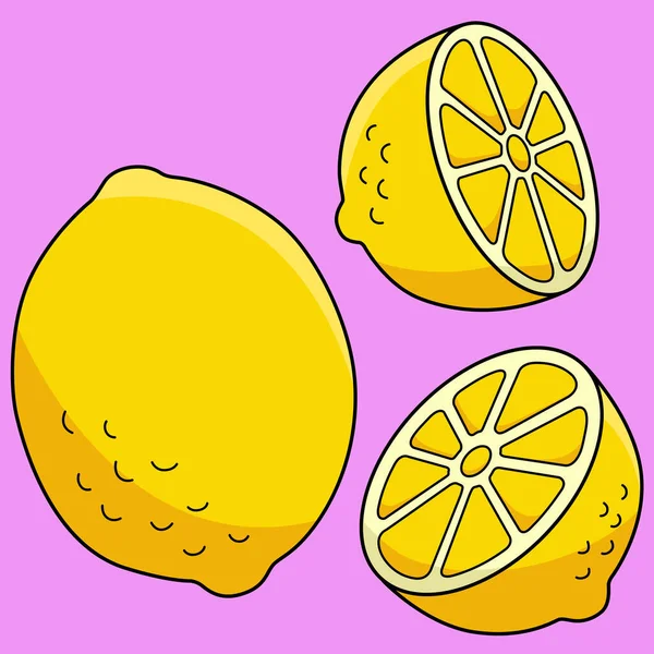 Dieser Cartoon Clip Zeigt Eine Illustration Der Zitronenfrucht — Stockvektor