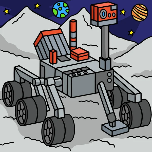 Denna Tecknade Clipart Visar Nyfikenhet Mars Rover Illustration — Stock vektor