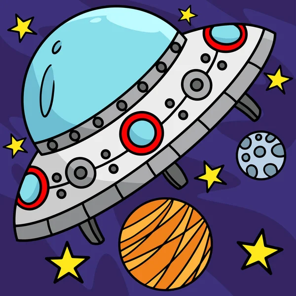 Cartoon Clipart Shows Ufo Spaceship Illustration — Stock Vector