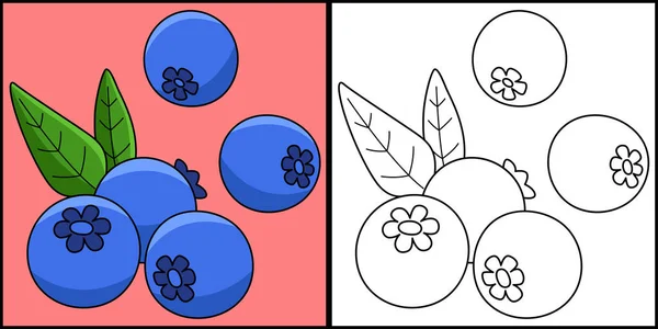 Renkli Sayfada Bir Yabanmersini Meyvesi Var Illüstrasyonun Bir Tarafı Renkli — Stok Vektör