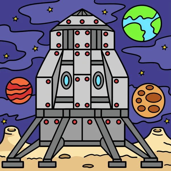 Clipart Bande Dessinée Montre Une Illustration Lander Lunaire Sur Lune — Image vectorielle