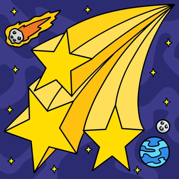 Cartoon Clipart Shows Falling Shooting Stars Illustration — Stock Vector