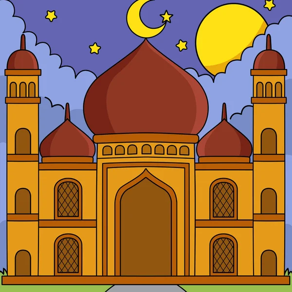 Esta Caricatura Muestra Una Ilustración Mezquita Ramadán — Archivo Imágenes Vectoriales