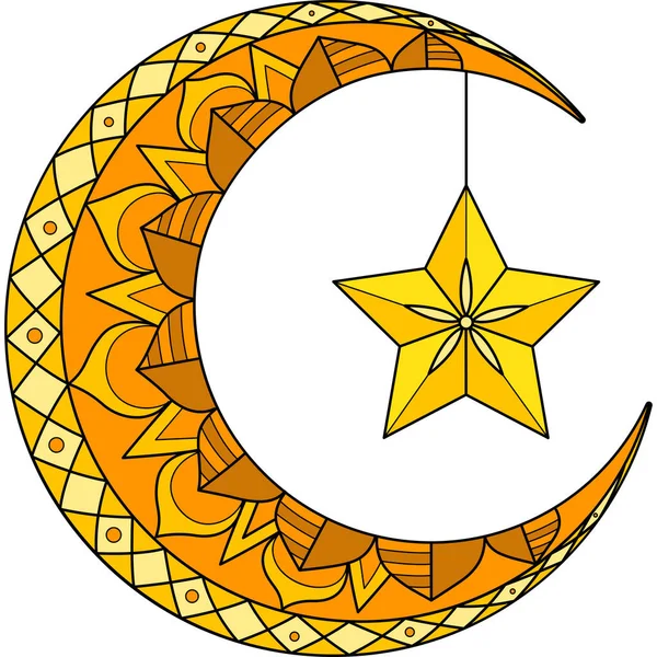 Cartoon Clipart Shows Ramadan Crescent Moon Lantern Illustration — Stock Vector