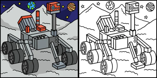 Kolorowanka Pokazuje Ciekawostkę Mars Rover Jedna Strona Tej Ilustracji Jest — Wektor stockowy