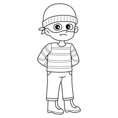 Maskeli bir çocuğun şirin ve komik renkli sayfası. Çocuklar için saatlerce boyama eğlencesi sağlıyor. Renk, bu sayfa çok kolay. Küçük çocuklar ve yeni yürümeye başlayanlar için uygun..