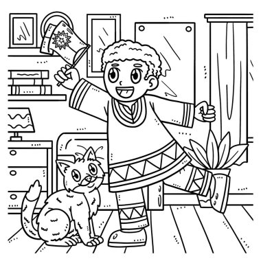 Afro-Amerikan Çocuk ve Bayrağının sevimli ve komik renkli bir sayfası. Çocuklar için saatlerce boyama eğlencesi sağlıyor. Renk, bu sayfa çok kolay. Küçük çocuklar ve yeni yürümeye başlayanlar için uygun..