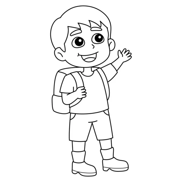 Cute Funny Coloring Page Happy Boy Provides Hours Coloring Fun — Vetor de Stock