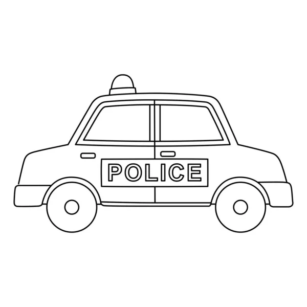 Bir Polis Arabasının Sevimli Komik Renkli Sayfası Çocuklar Için Saatlerce — Stok Vektör