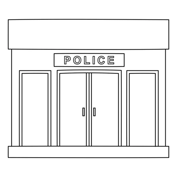 Una Página Para Colorear Lindo Divertido Una Estación Policía Proporciona — Vector de stock