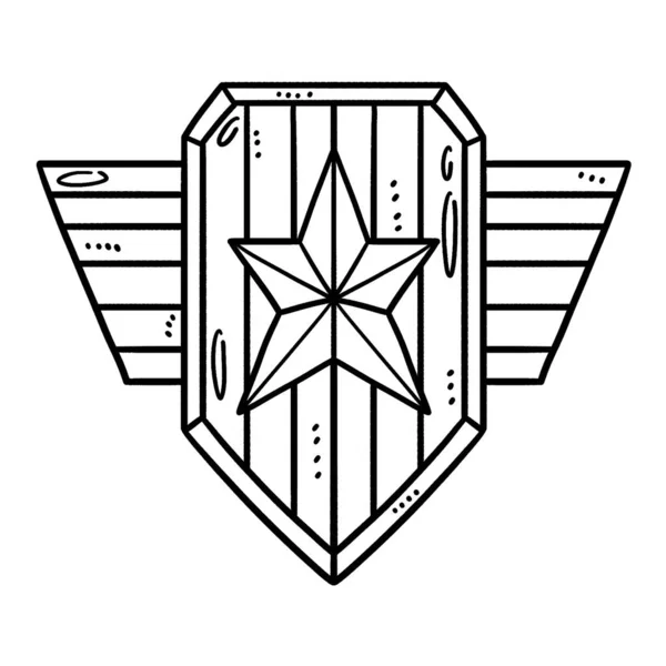 Μια Χαριτωμένη Και Αστεία Σελίδα Χρωματισμού Ενός Wings Shield Badge — Διανυσματικό Αρχείο
