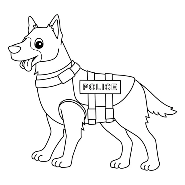 Una Página Para Colorear Lindo Divertido Perro Policía Proporciona Horas — Archivo Imágenes Vectoriales