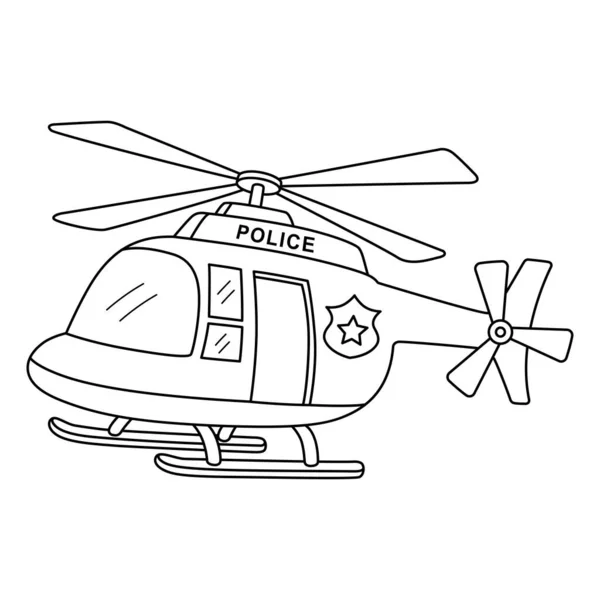 Śliczna Zabawna Kolorowanka Policyjnego Helikoptera Zapewnia Godziny Kolorowanki Zabawy Dla — Wektor stockowy