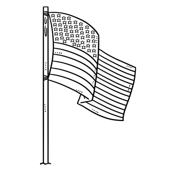 Μια Χαριτωμένη Και Αστεία Σελίδα Χρωματισμού Μιας Αμερικάνικης Σημαίας Παρέχει — Διανυσματικό Αρχείο