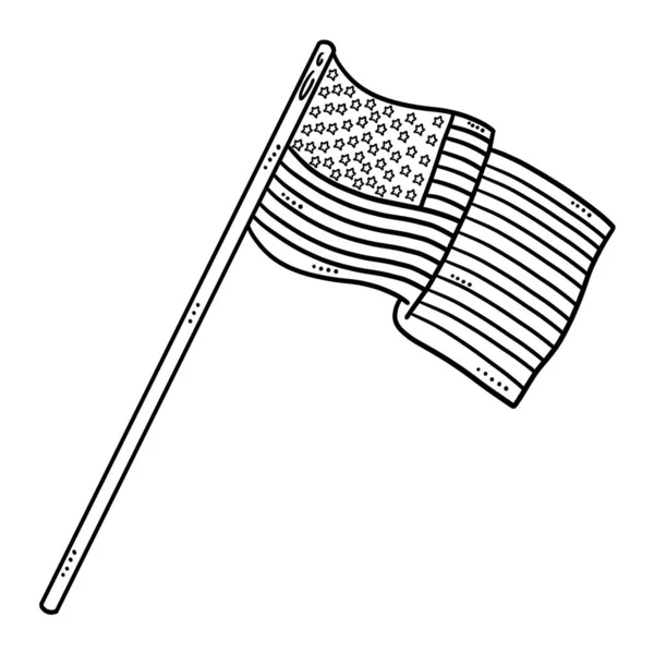 Eine Süße Und Lustige Malseite Einer Amerikanischen Flagge Bietet Stundenlangen — Stockvektor