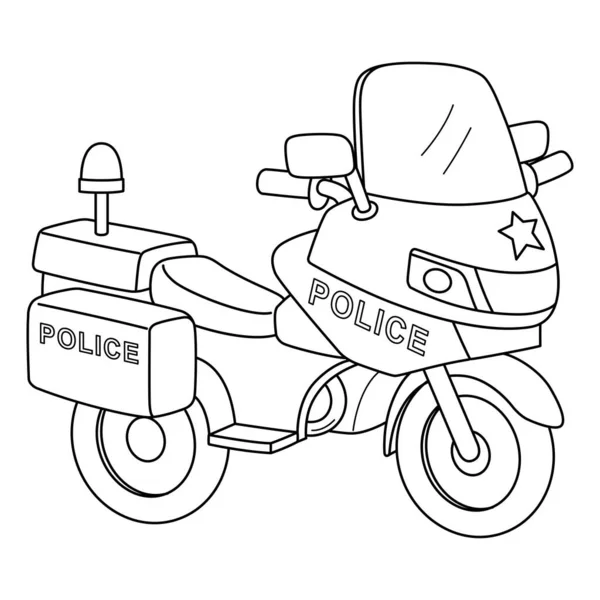 Bir Polis Motorsikletinin Sevimli Komik Renkli Sayfası Çocuklar Için Saatlerce — Stok Vektör