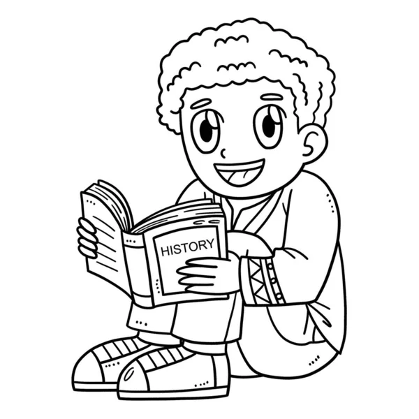 Egy Aranyos Vicces Színező Oldalon Egy Gyermek Olvasó Történelemkönyv Több — Stock Vector