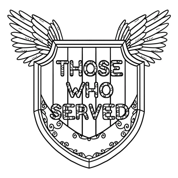 Cute Funny Coloring Page Those Who Served Badge Wings Provides — Stock Vector