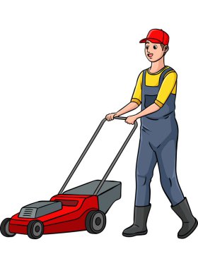 Bu karikatür bir çim biçme makinesi illüstrasyonunu gösterir.