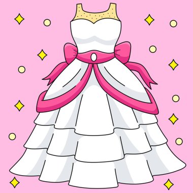 Bu karikatür klibinde bir Gelinlik çizimi var..