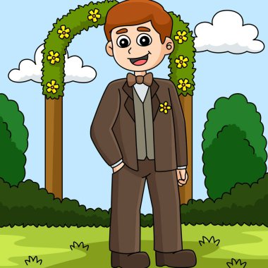 Bu karikatür klipinde bir Gelinlik ve Damat çizimi var..