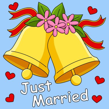 Bu karikatür klibinde Evlilik Çanı 'nın Yeni Evli illüstrasyonu var..