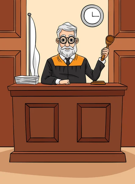 この漫画は裁判官のイラストを示しています — ストックベクタ